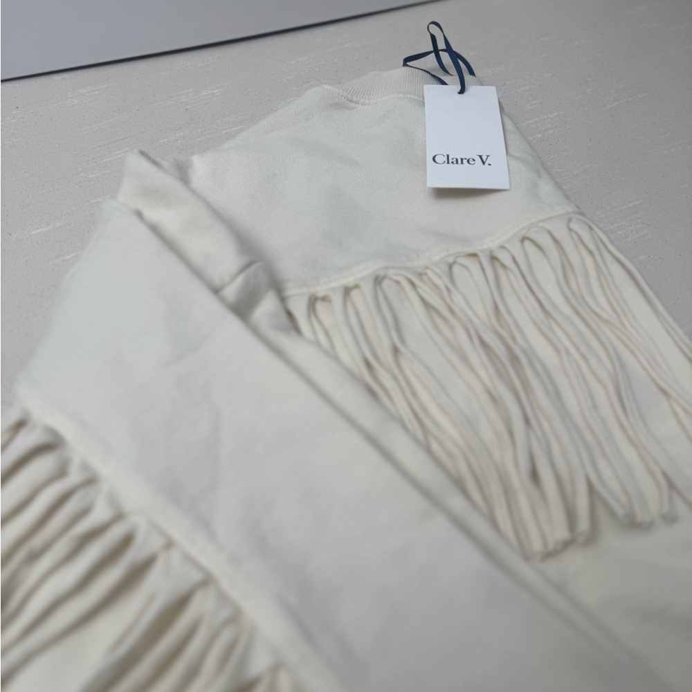 Clare V. Fringe Cream Sweatshirt